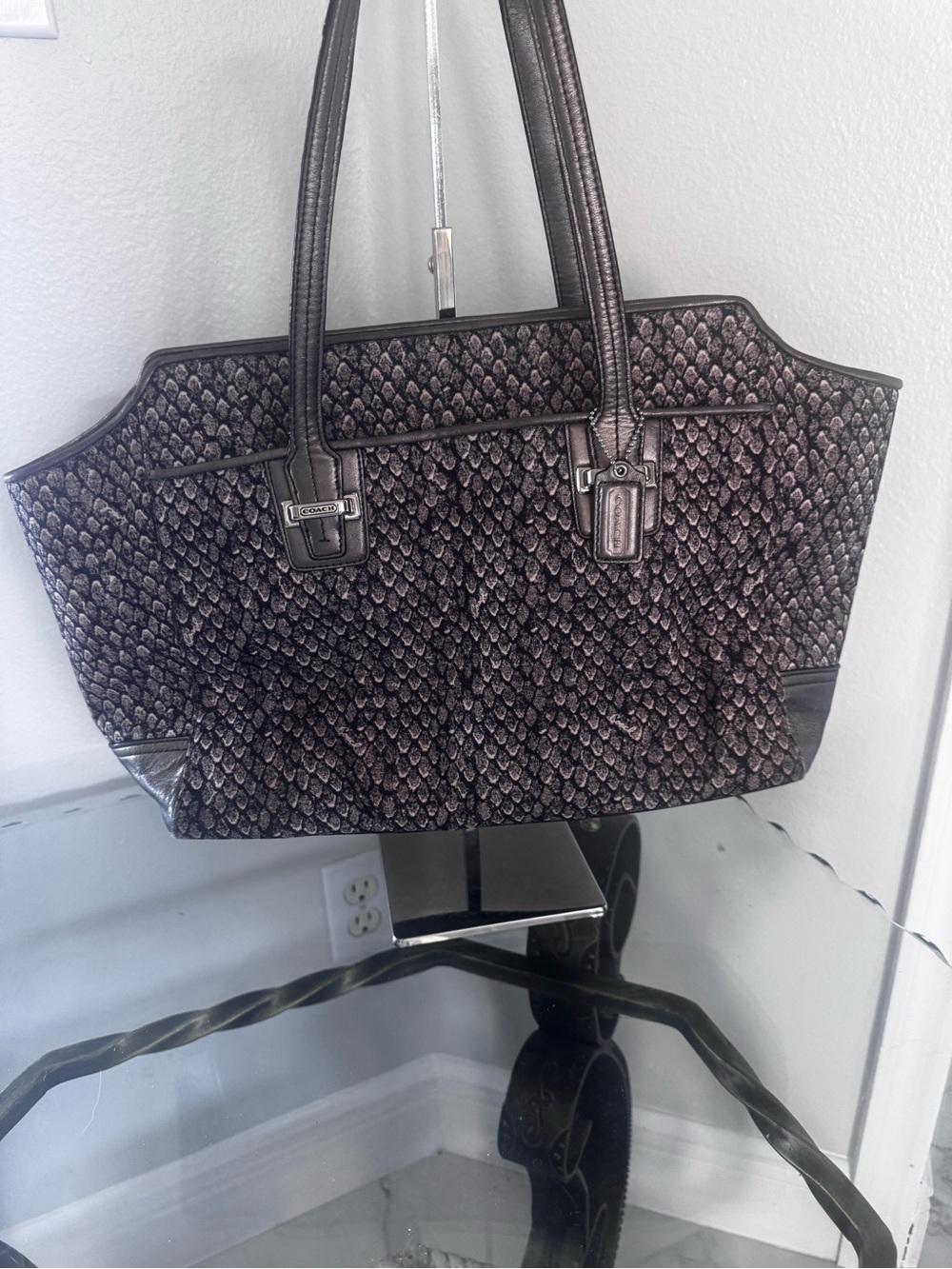 COACH Taylor Snake Print Alexis Carryall Brown and Gray Handbag NWOT.